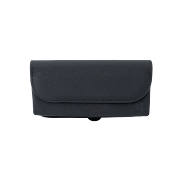 Black textured sunglasses case showing logo geckobrands