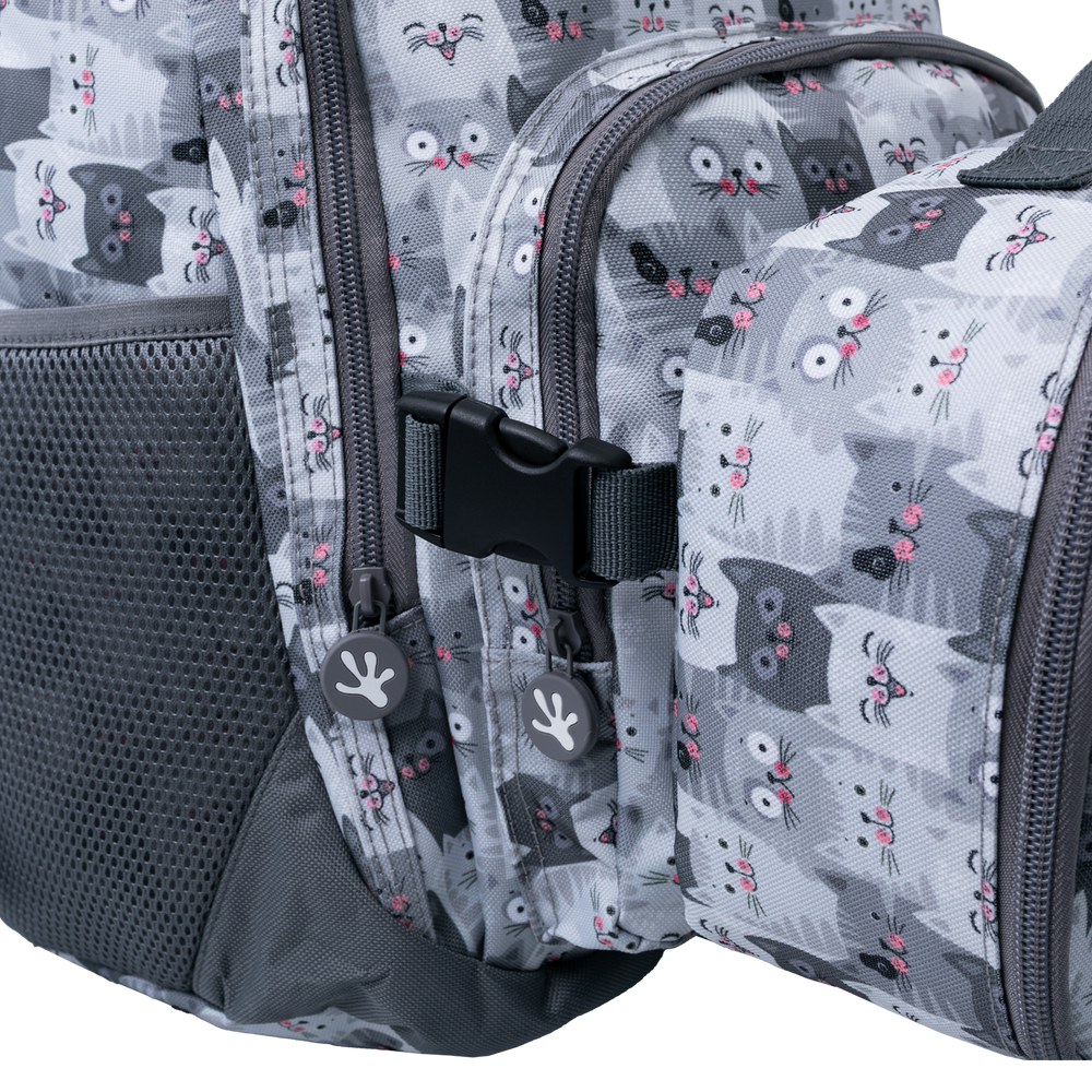 Backpack with cat pattern on a white background