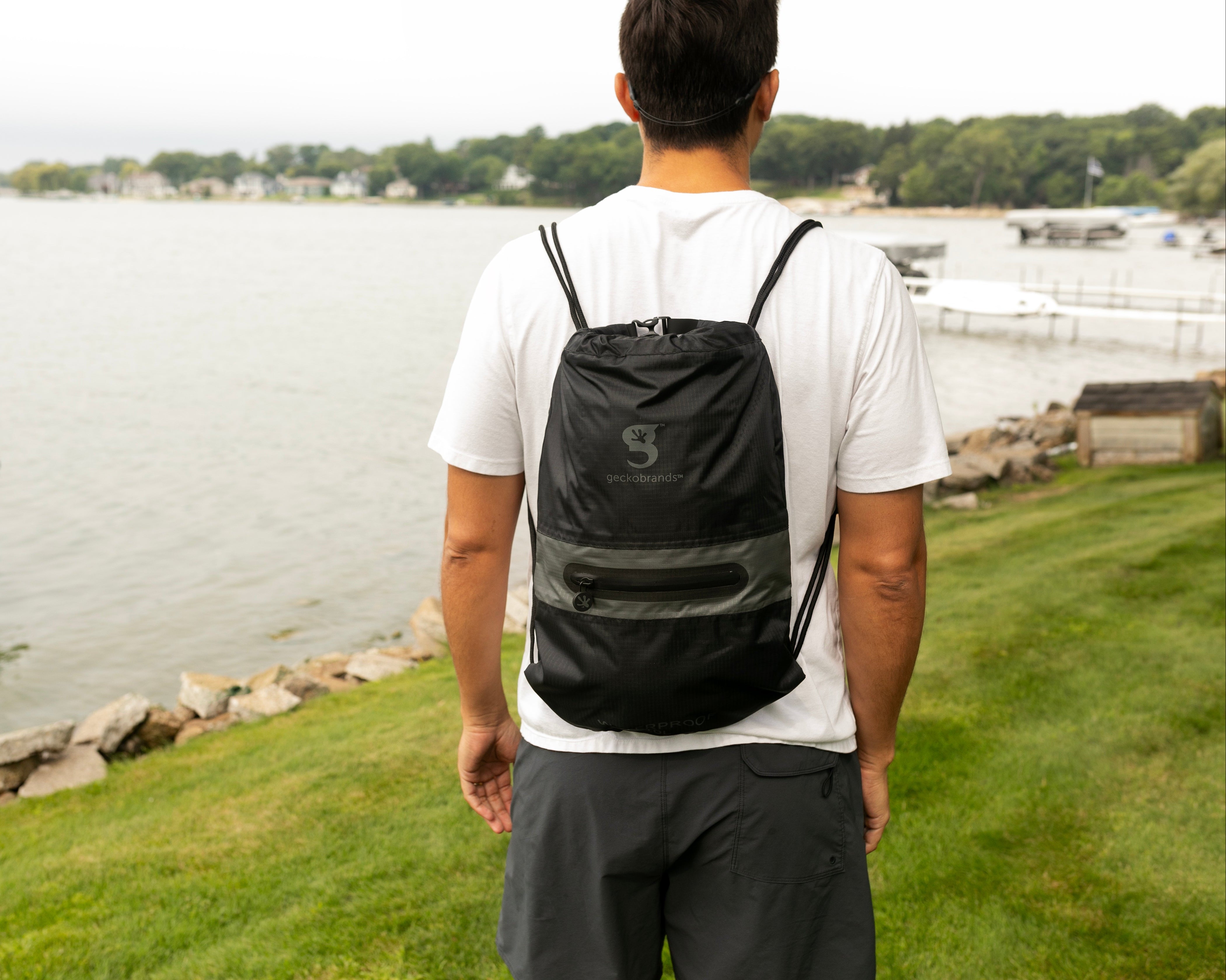 Geckobrands | 10L Waterproof Drawstring Backpack With Zip Pocket
