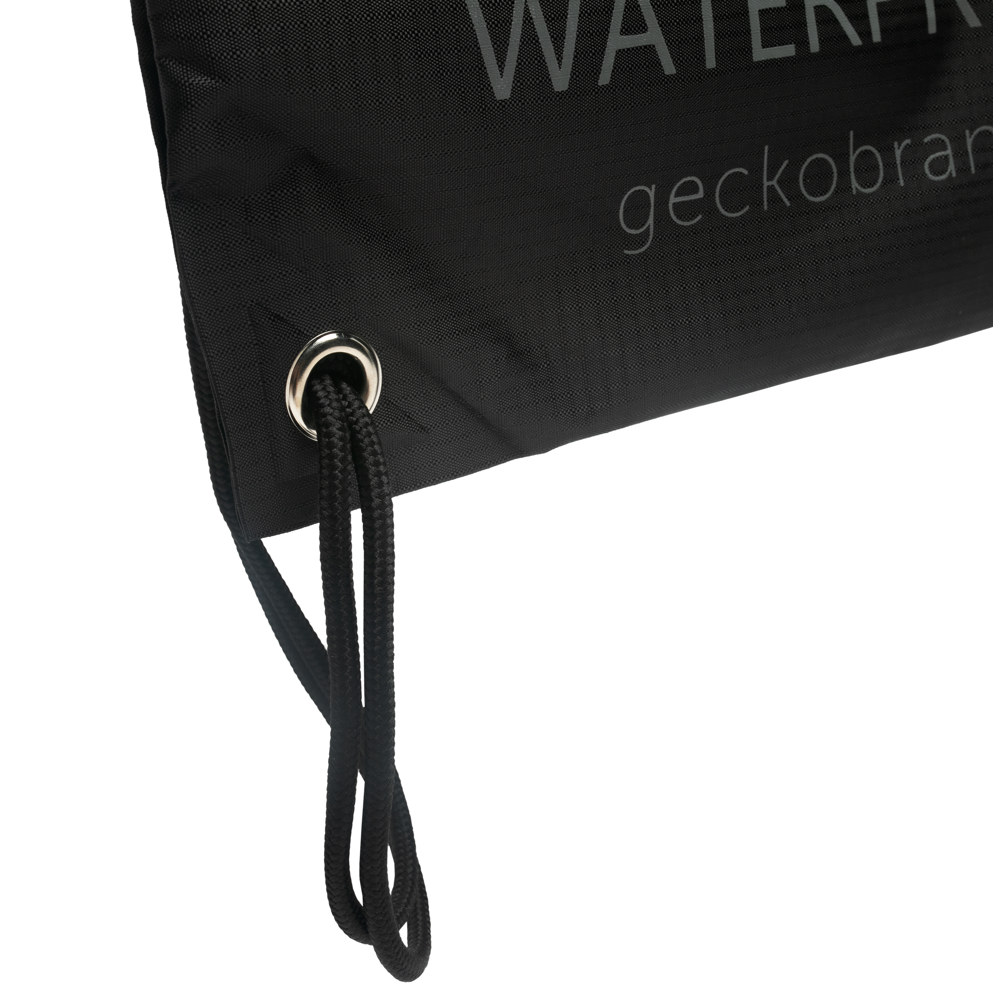 GDB-DSBP14-BL
Black drawstring bag with 'geckobrand' logo on a transparent background